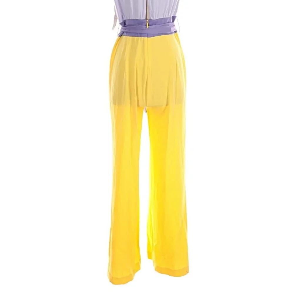 NWT Eva Mendes lilac & yellow jumpsuit, size Small - Picture 4 of 5
